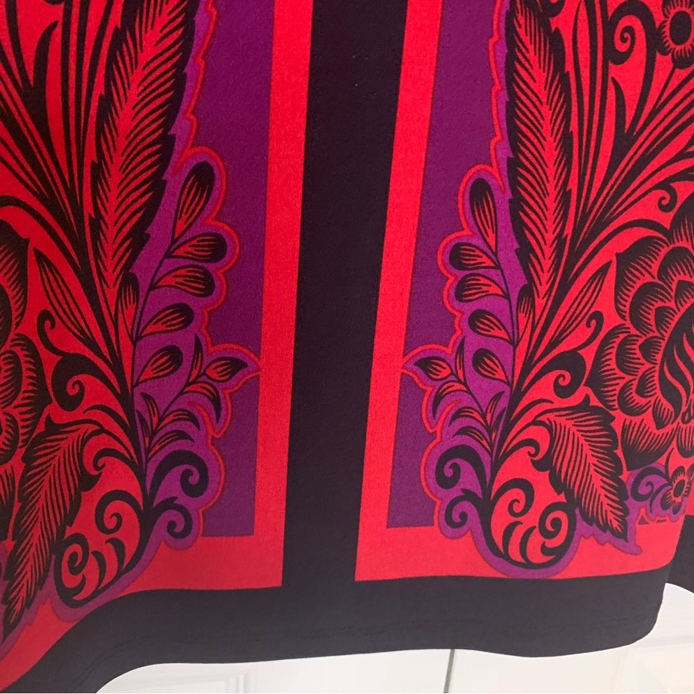 Style & Co. Red and Purple Swirl Design 3/4 Sleeve Dress Size L - Picture 5 of 10